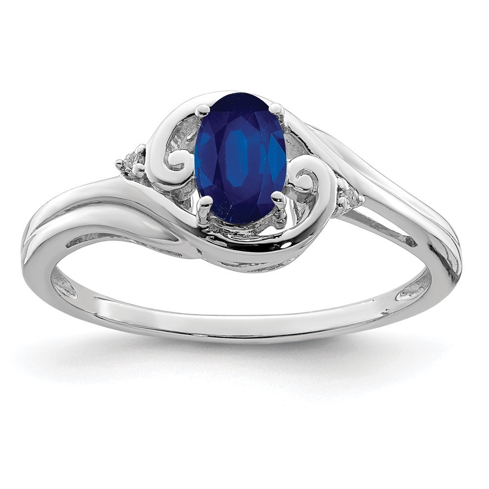 925 Sterling Silver Diamond & Sapphire September Birthstone Ring (9)